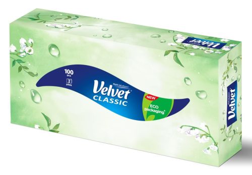 Velvet Classic Dobozos Papírzsebkendõ, kozmetikai kendõ 2rtg 100% cell 100 lap /doboz