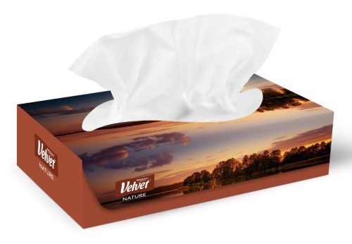Velvet Nature Dobozos Papírzsebkendõ, kozmetikai kendõ 3rtg 100% cell 90 lap /doboz
