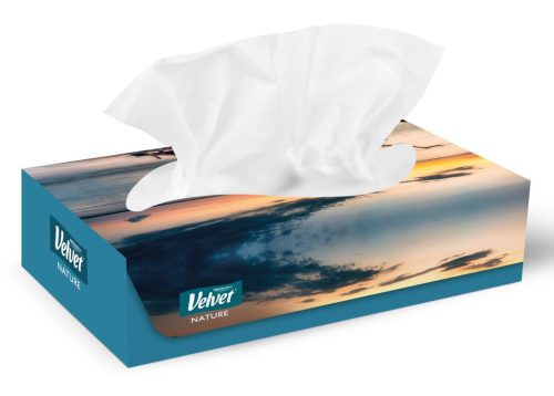 Velvet Nature Dobozos Papírzsebkendõ, kozmetikai kendõ 3rtg 100% cell 90 lap /doboz