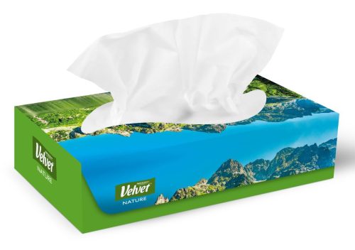 Velvet Nature Dobozos Papírzsebkendõ, kozmetikai kendõ 3rtg 100% cell 90 lap /doboz