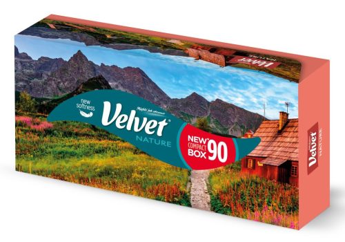 Velvet Nature Dobozos Papírzsebkendõ, kozmetikai kendõ 3rtg 100% cell 90 lap /doboz