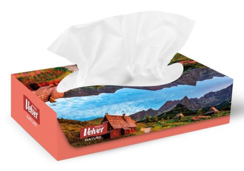 Velvet Nature Dobozos Papírzsebkendõ, kozmetikai kendõ 3rtg 100% cell 90 lap /doboz