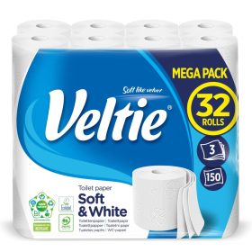   Veltie Toalett papír SoftWhite Mega pack 3 rtg 100% cell 16,5 m 32 tek /csom