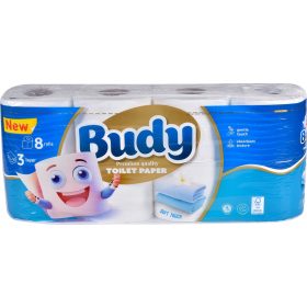 Budy Toalett papír Soft 3rtg 100% cell 19 m 8 tek /csom